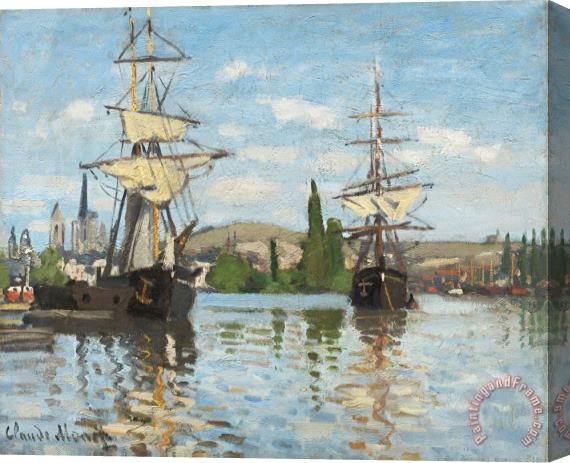 Claude Monet Ships Riding On The Seine At Rouen Stretched Canvas Painting / Canvas Art