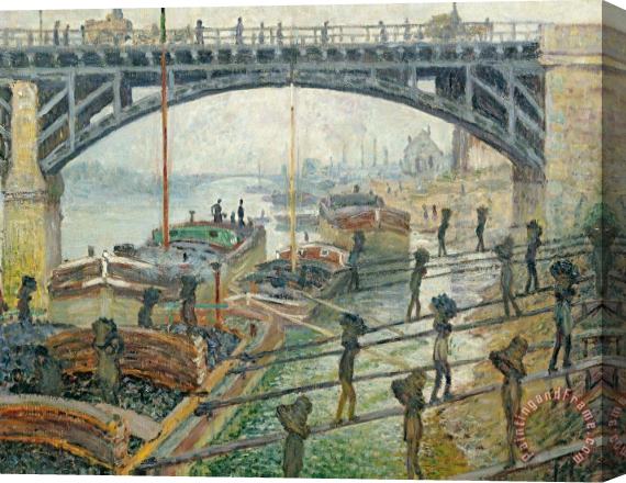 Claude Monet The Coal Workers Stretched Canvas Painting / Canvas Art