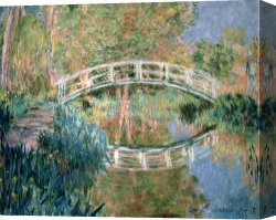 Edna Smith in a Japanese Wrap Canvas Prints - The Japanese Bridge by Claude Monet