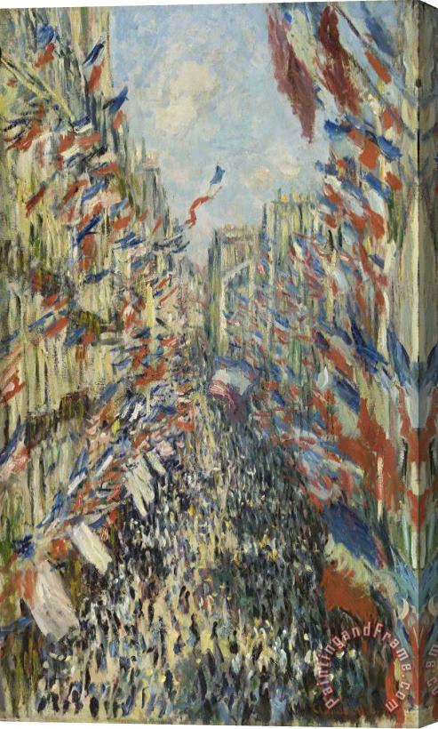Claude Monet The Rue Montorgueil In Paris - Celebration Of June 30 1878 Stretched Canvas Painting / Canvas Art