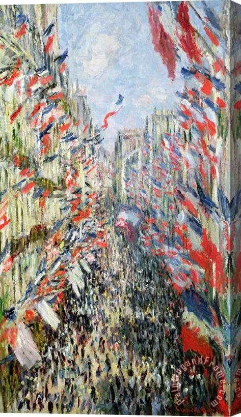 Claude Monet The Rue Montorgueil Stretched Canvas Painting / Canvas Art