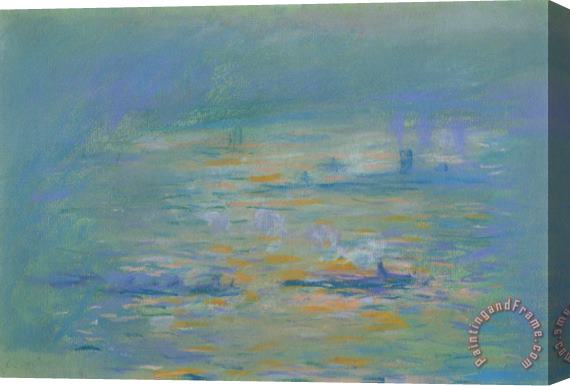 Claude Monet Tugboats On The River Thames Stretched Canvas Painting / Canvas Art