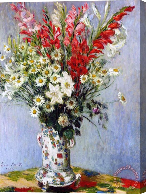 Claude Monet Vase of Flowers Stretched Canvas Painting / Canvas Art