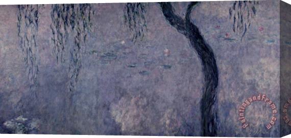 Claude Monet Waterlilies Two Weeping Willows Stretched Canvas Print / Canvas Art