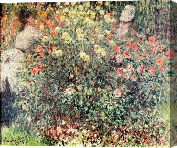 Claude Monet Women in the Flowers Stretched Canvas Painting / Canvas Art