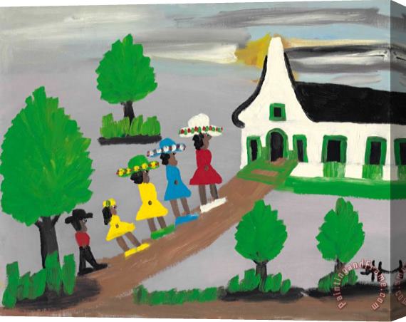 Clementine Hunter Going to Church, Circa 1960 Stretched Canvas Painting / Canvas Art