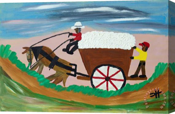 Clementine Hunter Untitled (horse Drawn Wagon) Stretched Canvas Print / Canvas Art