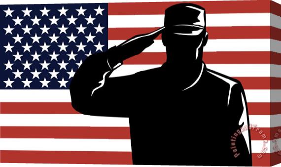 Collection 10 American Soldier salute Stretched Canvas Print / Canvas Art