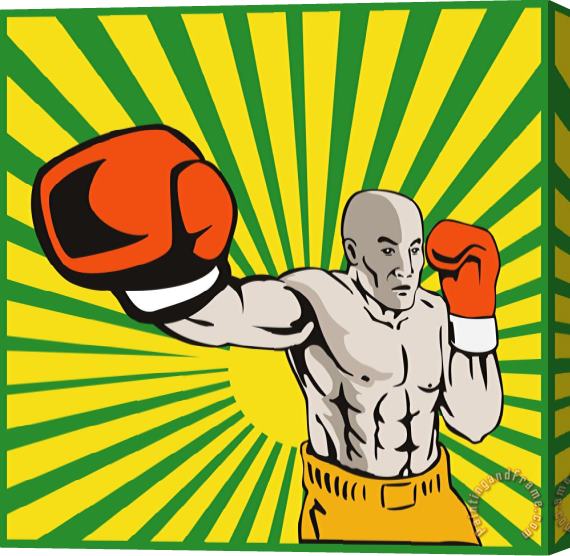 Collection 10 Boxer Boxing Jabbing Front Stretched Canvas Print / Canvas Art
