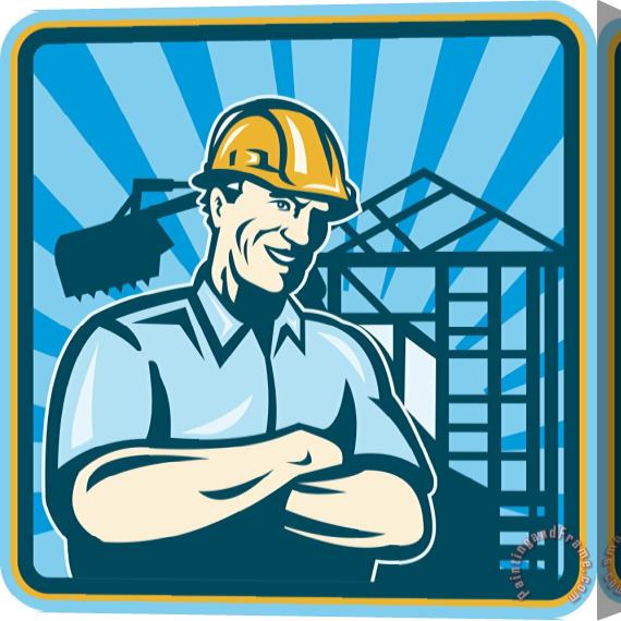 Collection 10 Construction Engineer Foreman Worker Stretched Canvas Print / Canvas Art