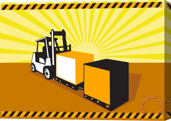 Collection 10 Forklift Truck Materials Handling Retro Stretched Canvas Print / Canvas Art