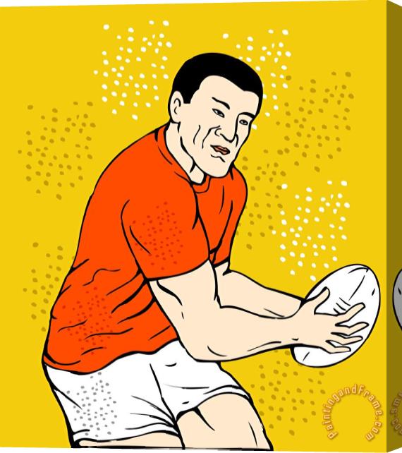Collection 10 Japanese Rugby Player Passing Ball Stretched Canvas Print / Canvas Art