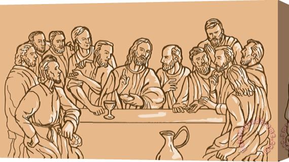 Collection 10 last supper of Jesus Christ Stretched Canvas Painting / Canvas Art
