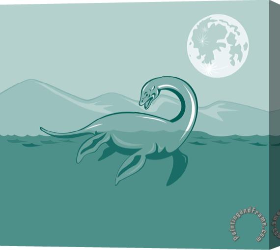 Collection 10 Loch Ness Monster Retro Stretched Canvas Print / Canvas Art