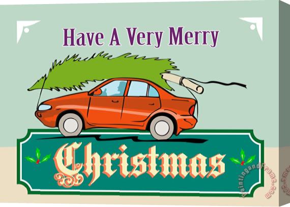 Collection 10 Merry Christmas Tree Car Automobile Stretched Canvas Painting / Canvas Art