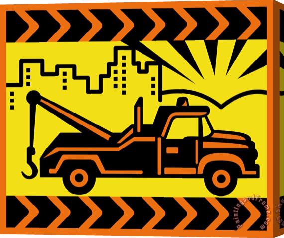 Collection 10 Retro Tow truck Stretched Canvas Print / Canvas Art