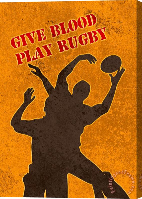 Collection 10 Rugby Player Jumping Catching Ball In Lineout Stretched Canvas Print / Canvas Art