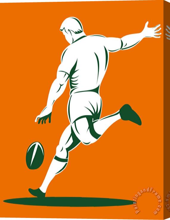 Collection 10 Rugby Player Kicking Stretched Canvas Print / Canvas Art