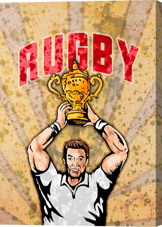 Collection 10 Rugby Player Raising Championship World Cup Trophy Stretched Canvas Painting / Canvas Art