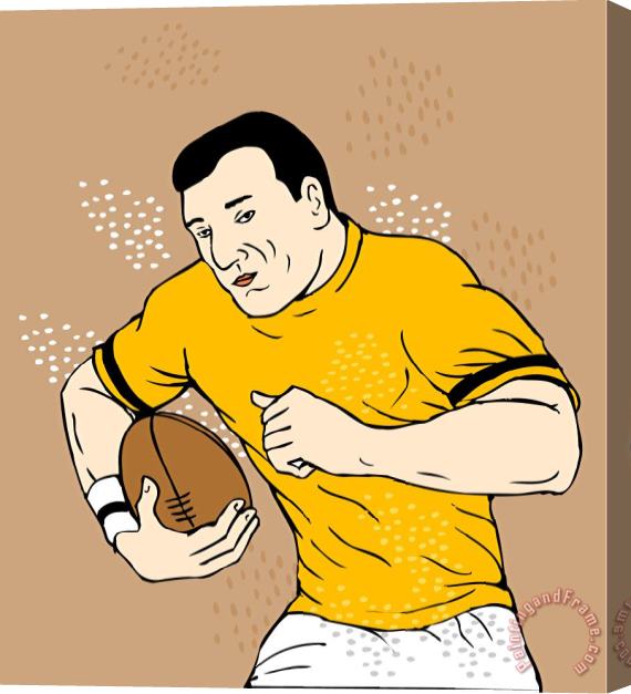 Collection 10 Rugby Player Runningwith The Ball Stretched Canvas Print / Canvas Art