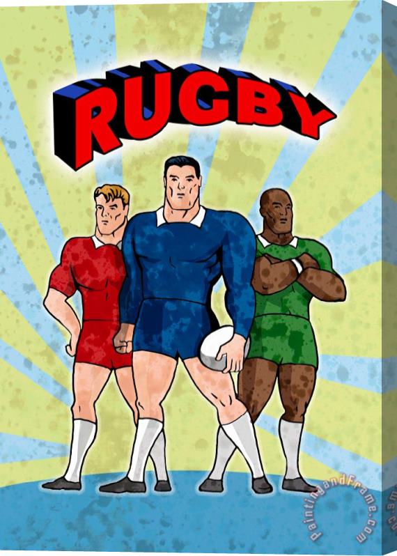 Collection 10 Rugby Player Standing With Ball Stretched Canvas Painting / Canvas Art