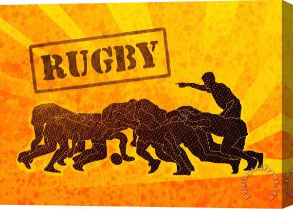 Collection 10 Rugby Players Engaged In Scrum Stretched Canvas Painting / Canvas Art