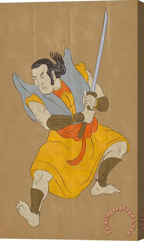 Collection 10 Samurai warrior with katana sword fighting stance Stretched Canvas Print / Canvas Art