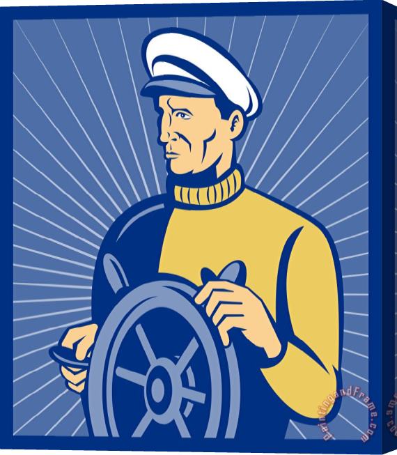 Collection 10 Ship Captain At The Helm Stretched Canvas Print / Canvas Art
