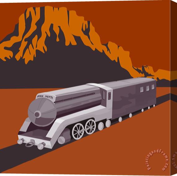 Collection 10 Steam Train Locomotive Retro Stretched Canvas Print / Canvas Art