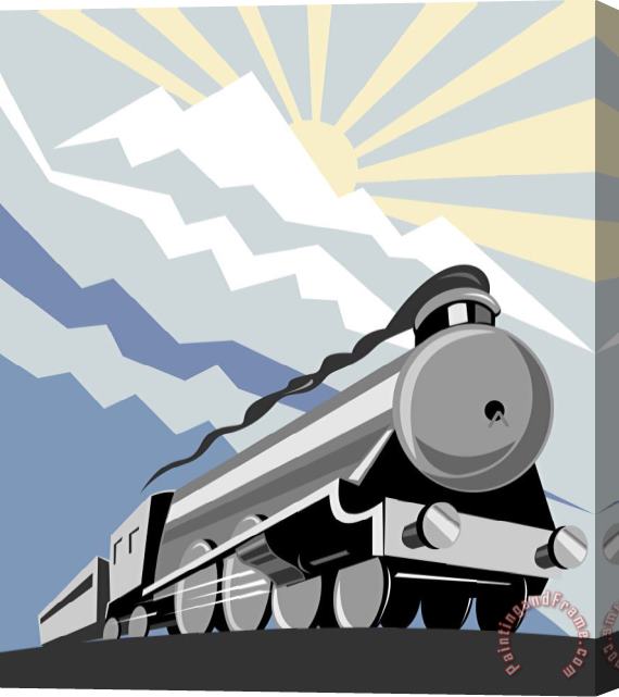 Collection 10 Steam train mountain Stretched Canvas Print / Canvas Art