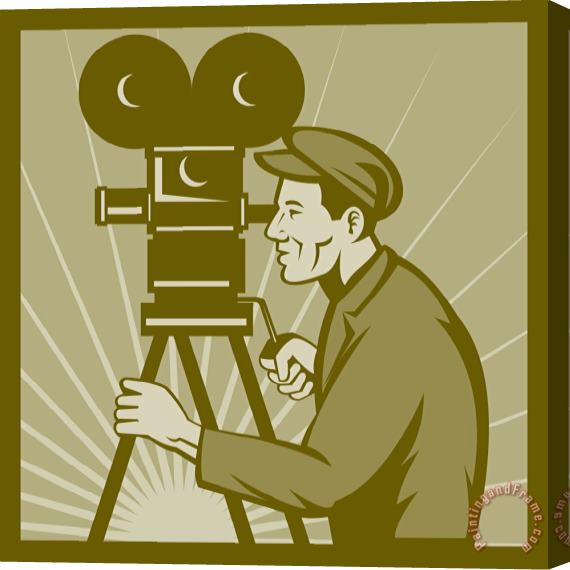 Collection 10 Vintage film camera director Stretched Canvas Painting / Canvas Art