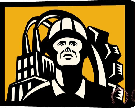 Collection 10 Worker Factory Building Stretched Canvas Painting / Canvas Art