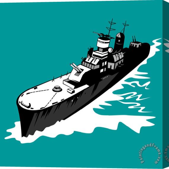 Collection 10 World War Two Battleship Warship Cruiser Retro Stretched Canvas Print / Canvas Art