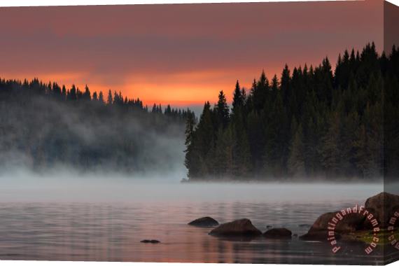 Collection 12 Steaming lake Stretched Canvas Print / Canvas Art