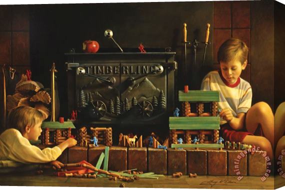 Collection 2 Lincoln Logs Stretched Canvas Painting / Canvas Art