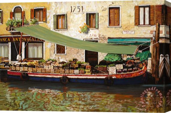 Collection 7 il mercato galleggiante a Venezia Stretched Canvas Print / Canvas Art