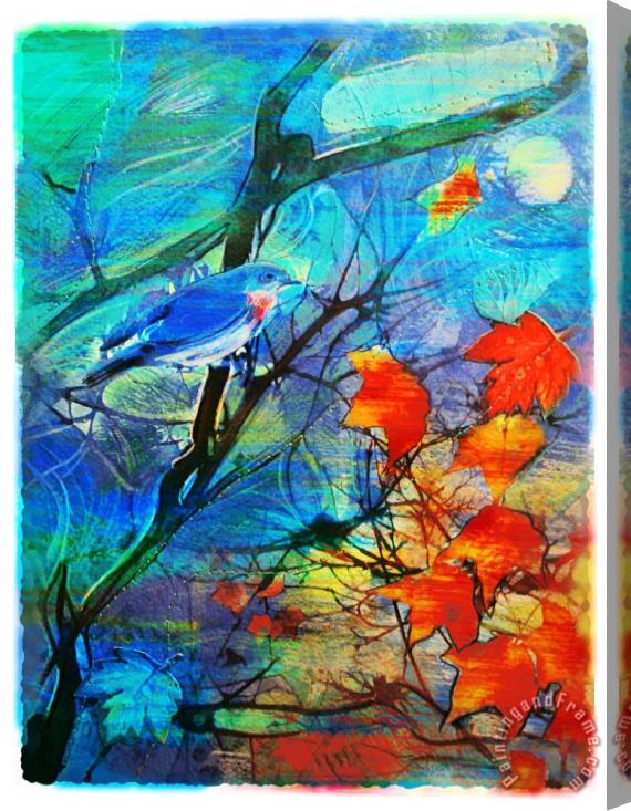 Collection 8 Autumn Bluebird Stretched Canvas Painting / Canvas Art