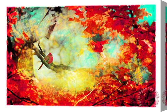 Collection 8 Autumn Cardinal Stretched Canvas Painting / Canvas Art