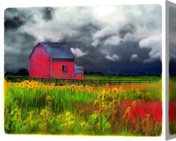 World S Largest Fully Steerable Radio Telescope And Barn Canvas Prints - The red barn by Collection 8