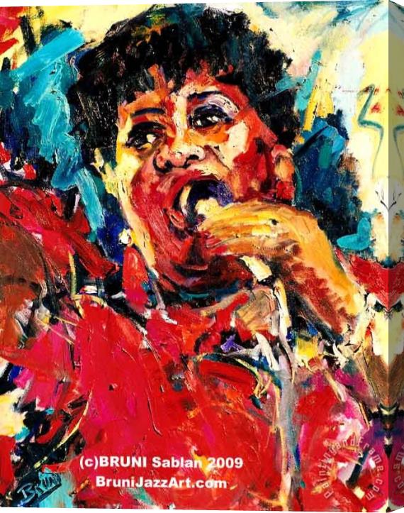 Collection Aretha Franklin Red Dress Stretched Canvas Painting / Canvas Art