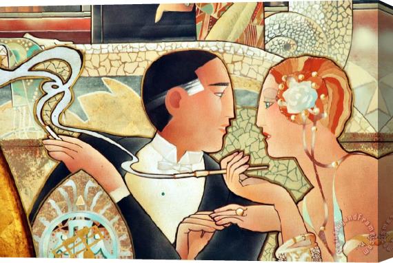 Collection Art Deco Couple Stretched Canvas Painting / Canvas Art