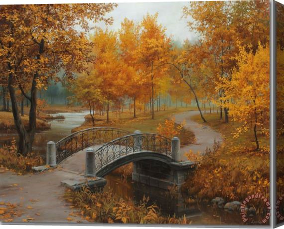 Collection Bridge in Garden 2 Stretched Canvas Painting / Canvas Art