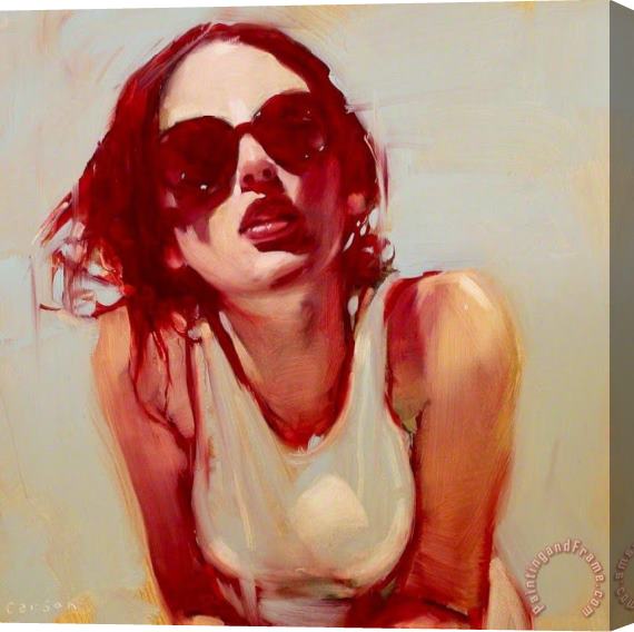 Collection Girl with Sunglasses Red Stretched Canvas Painting / Canvas Art