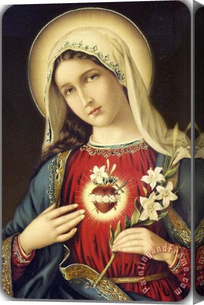 Collection Our Lady Sacred Heart Stretched Canvas Painting / Canvas Art