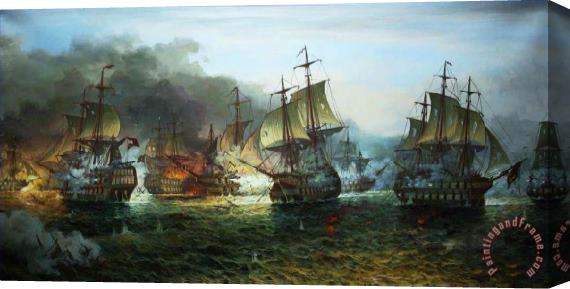Collection Sea Fight Warships Stretched Canvas Print / Canvas Art