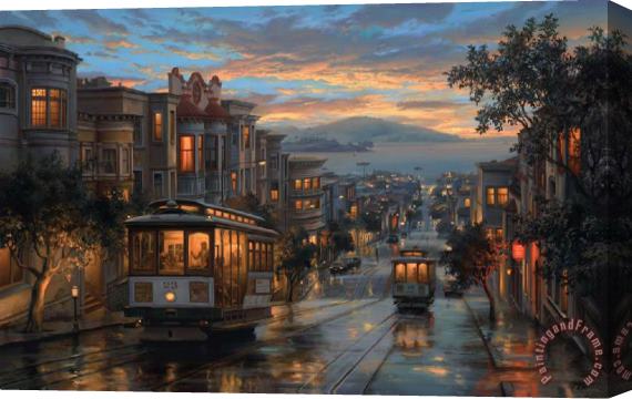Collection Street Night Scene Stretched Canvas Painting / Canvas Art