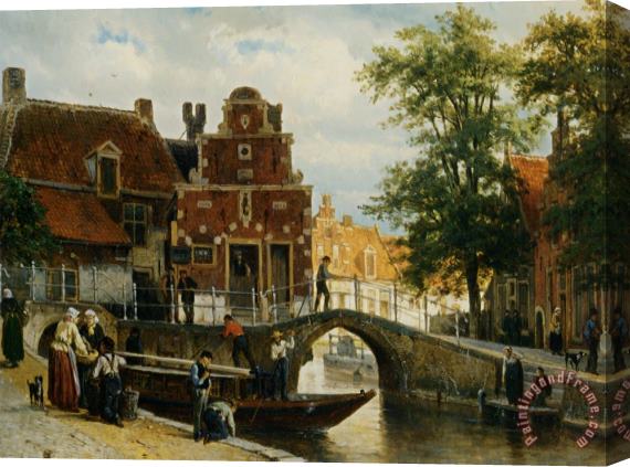 Cornelis Springer A View of Franeker with The Zakkend Ragerschuisje Stretched Canvas Print / Canvas Art