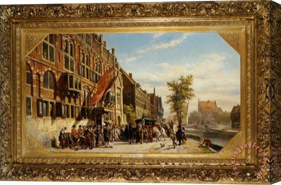 Cornelis Springer A Visit of Bayliff Ten Frootenhuys to The Guild of Archers Stretched Canvas Painting / Canvas Art
