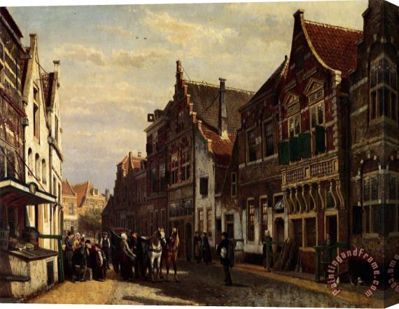Cornelis Springer De Wijdstraat Te Oudewater Bij Zomer Stretched Canvas Print / Canvas Art