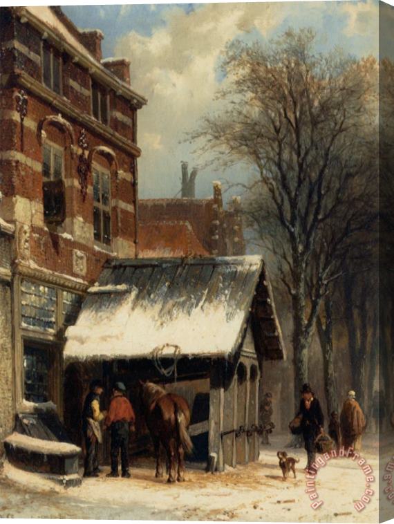 Cornelis Springer The Smithy of Culemborg in The Winter Stretched Canvas Painting / Canvas Art